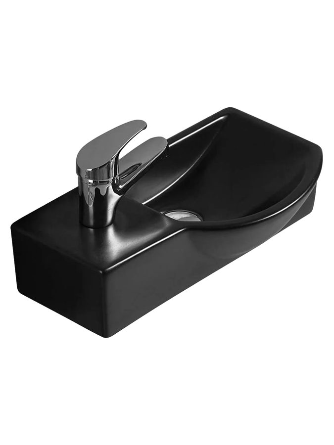 WW AISBACH 7940 MT-BL L Раковина подвесная (матовая черная) 400х220х120 мм
