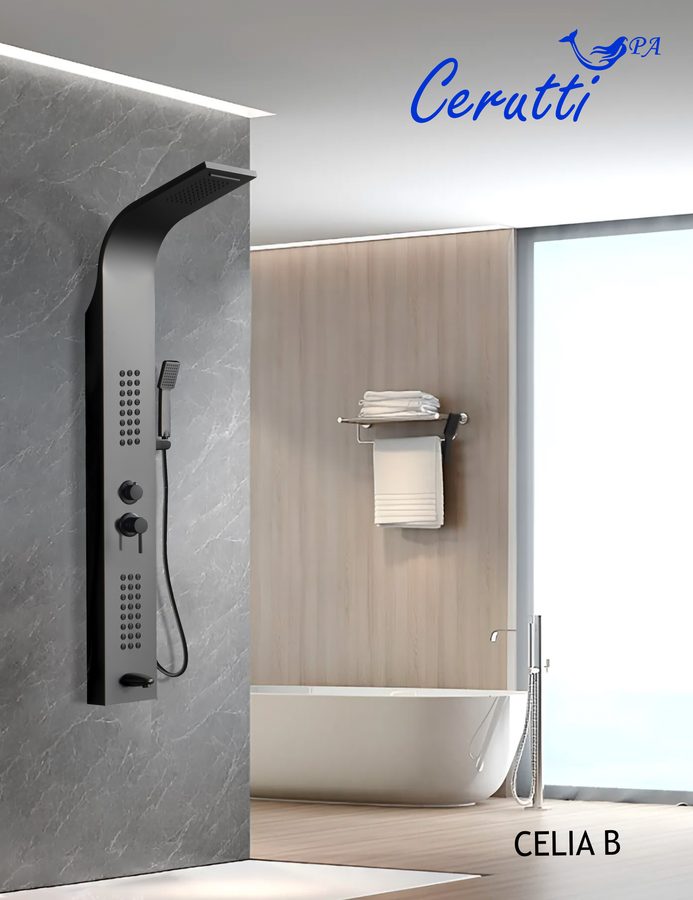 Душевая панель Ceruttispa СЭЛИЯ (CELIA) B CT10401 из нержавеющей стали, цвет черный — фото 1