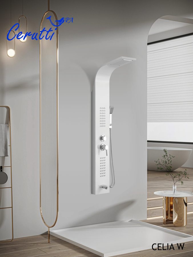 Душевая панель Ceruttispa СЭЛИЯ (CELIA) W CT10402 из нержавеющей стали, цвет белый — фото 1