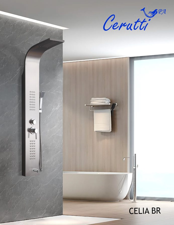 Душевая панель Ceruttispa СЭЛИЯ (CELIA) BR CT10405 из нержавеющей стали, цвет матовая нержавеющая сталь — фото 1
