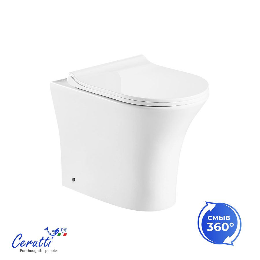 Унитаз приставной Ceruttispa БЕРНИНА (BERNINA) F CT7842 безободковый (520х340х400) — фото 1