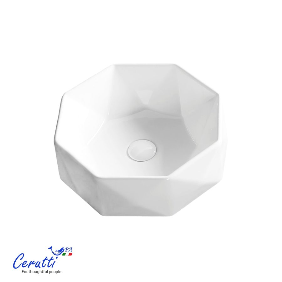 Раковина накладная Ceruttispa, CR0057 (420х420х130) белая, многогранная — фото 1