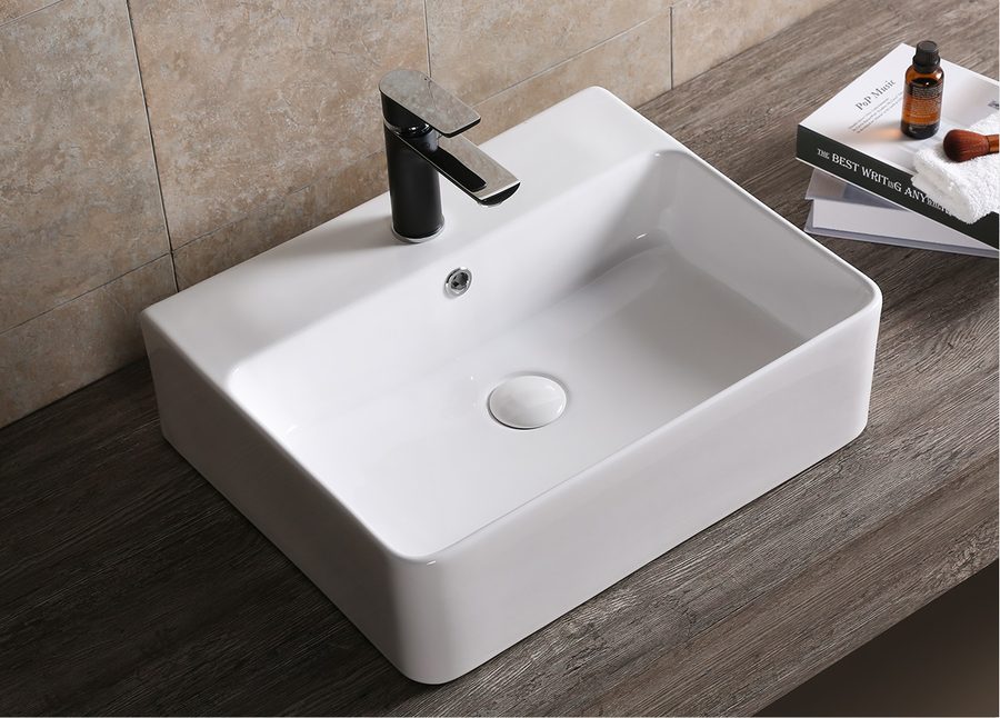 Раковина накладная Ceruttispa, CR0094 (520х420х150) белая, прямоугольная, с ответстием под смеситель — фото 1