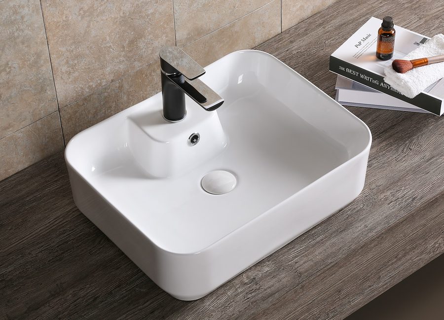 Раковина накладная Ceruttispa, CR0097 (510х410х155) белая, прямоугольная, с отверстием под смеситель — фото 1