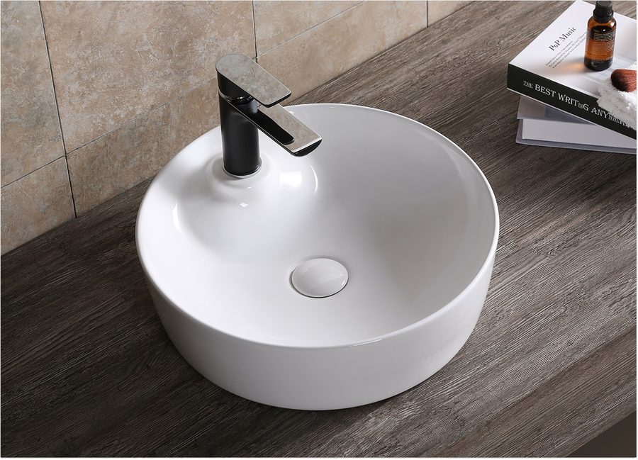 Раковина накладная Ceruttispa, CR0090 (440х440х130) белая, круглая, с отверстием под смеситель — фото 1