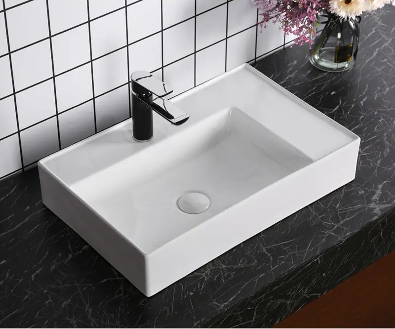 Раковина накладная Ceruttispa, CR0017 (605х380х120) белая, прямоугольная, с отверстием под смеситель — фото 1