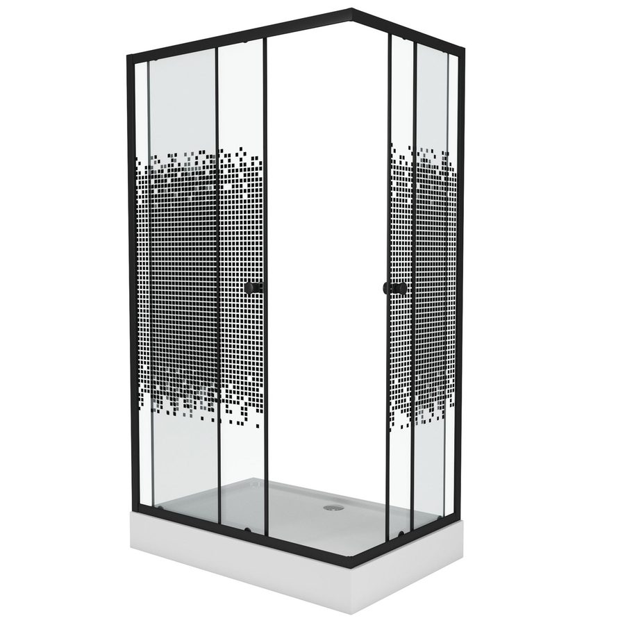 Душевой уголок Niagara Eco NG-012-14Q BLACK(120х80х195) низкий поддон(13см),черный,стекло мозаика,2 места — фото 1