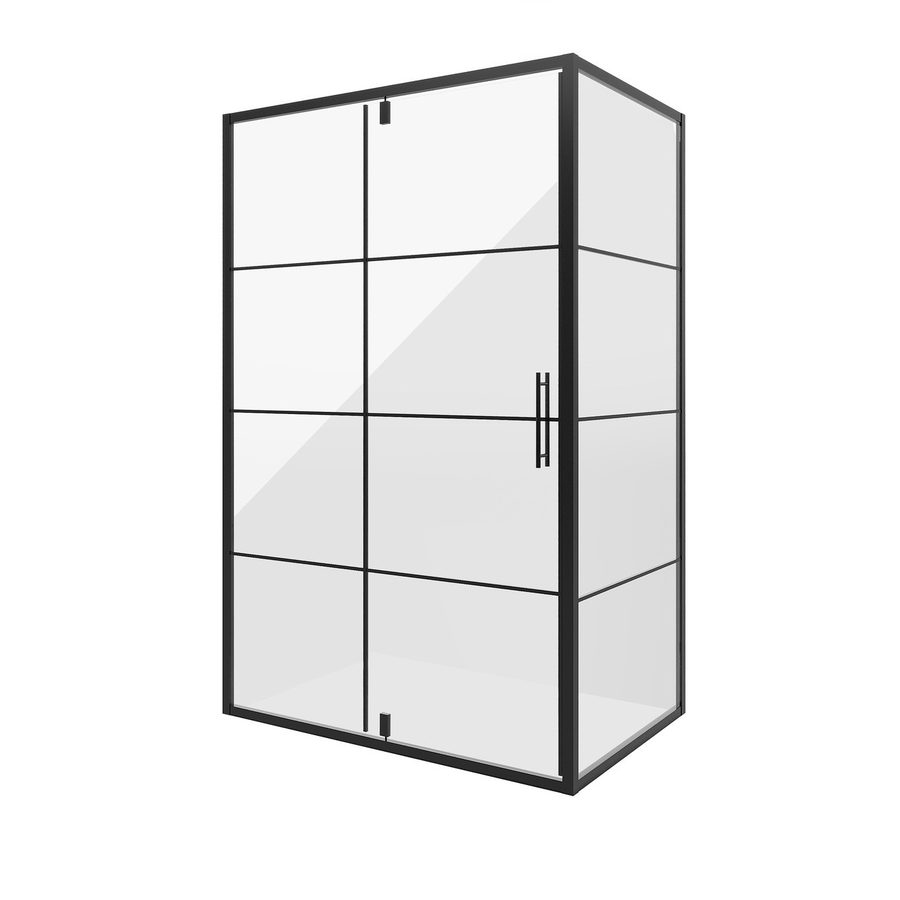 Душевое ограждение Niagara Nova NG-0220-08ВLACK (120х80х195) прямоугольник,черный,дверь распашная,стекло с рисунком,1 место — фото 1