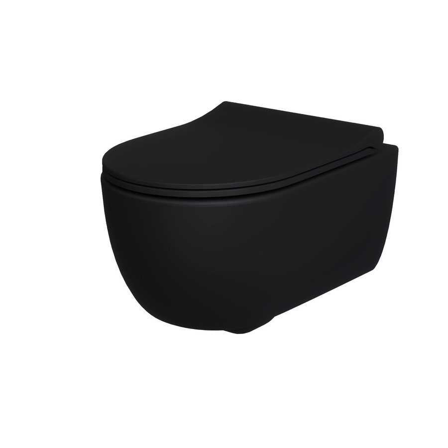 Унитаз Abner 103T20201R (545*360*330) МАТОВЫЙ ЧЕРНЫЙ подвесной БЕЗОБОДКОВЫЙ, 1 место — фото 1