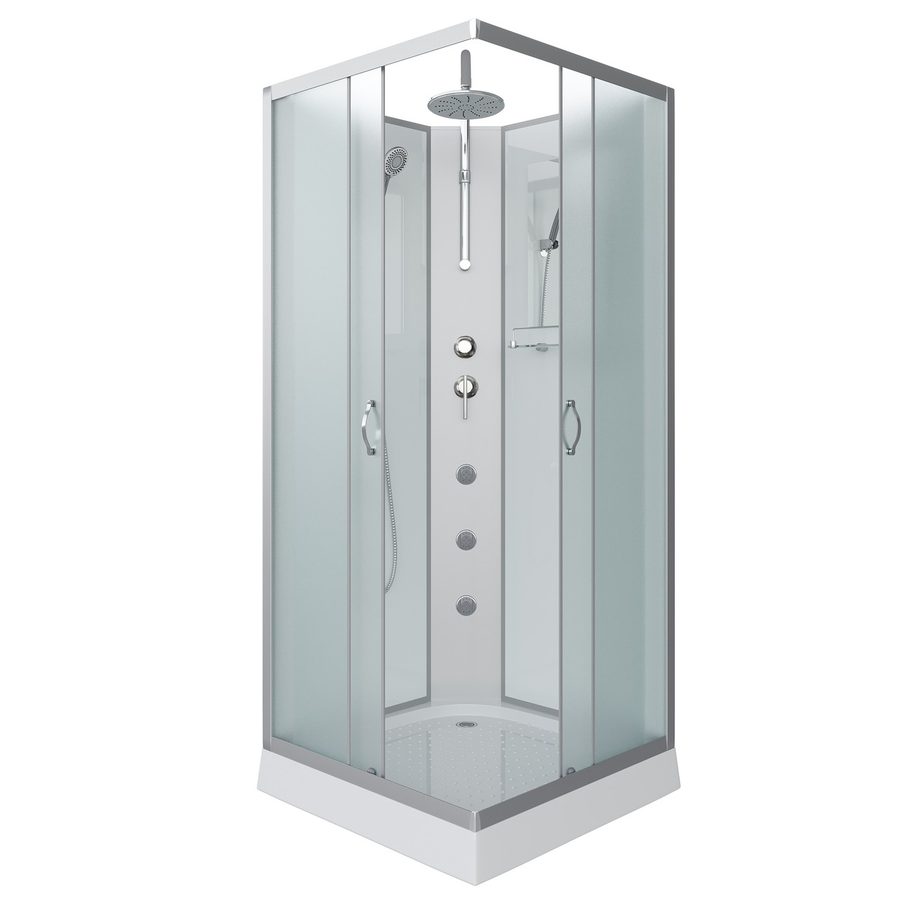 Душевая кабина Niagara Classic NG-1101-14BKTG (90х90х210) низкий поддон(13см),стекло матовое,3 места с полкой — фото 1
