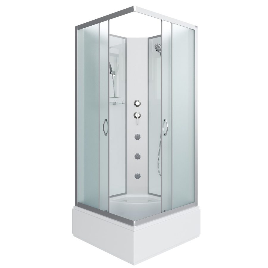 Душевая кабина Niagara Classic NG-1108-14BKG (90х90х200) средний поддон(26см),стекло матовое,4 места с полкой — фото 1