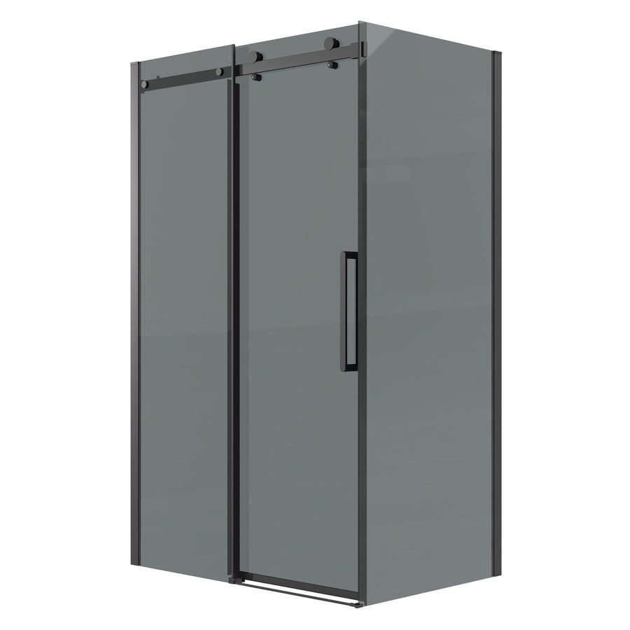 Душевое ограждение Grossman Classic 100.K33.04.100.21.10-200.K33.04.90.21.10 (100х90х195) раздвижная,черный матовый,стекло тонированное,2 места — фото 1