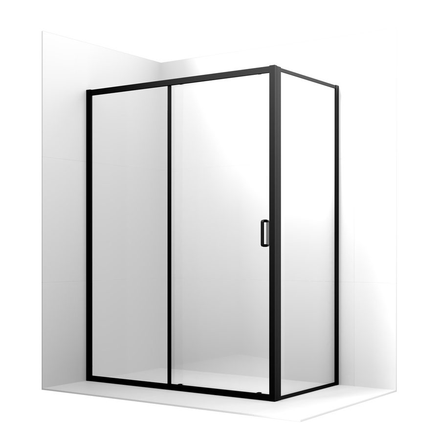 Душевое ограждение Ambassador Forsa 17021221AB-100AB (150х100х200) прямоугольник,черный,стекло прозрачное,раздвижная,2 места — фото 1