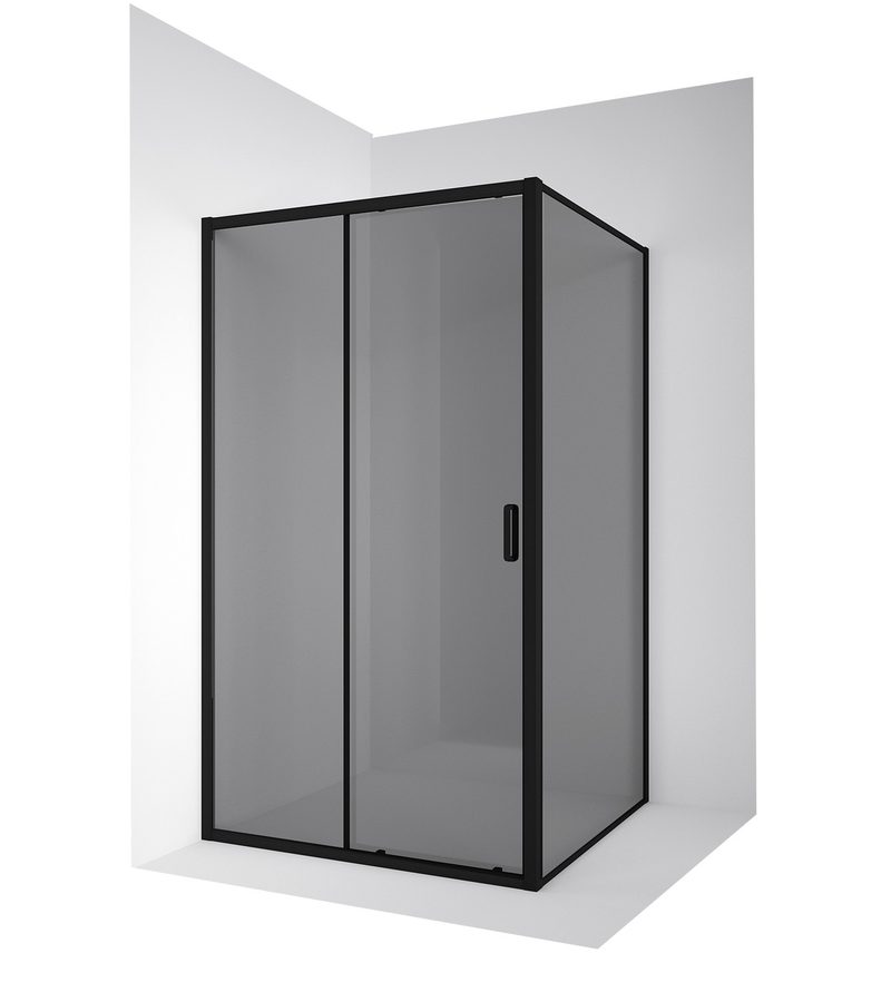 Душевое ограждение Ambassador Forsa 17022216ABB-100ABB (100х100х200) квадрат,черный,стекло тонированное,раздвижная,2 места — фото 1