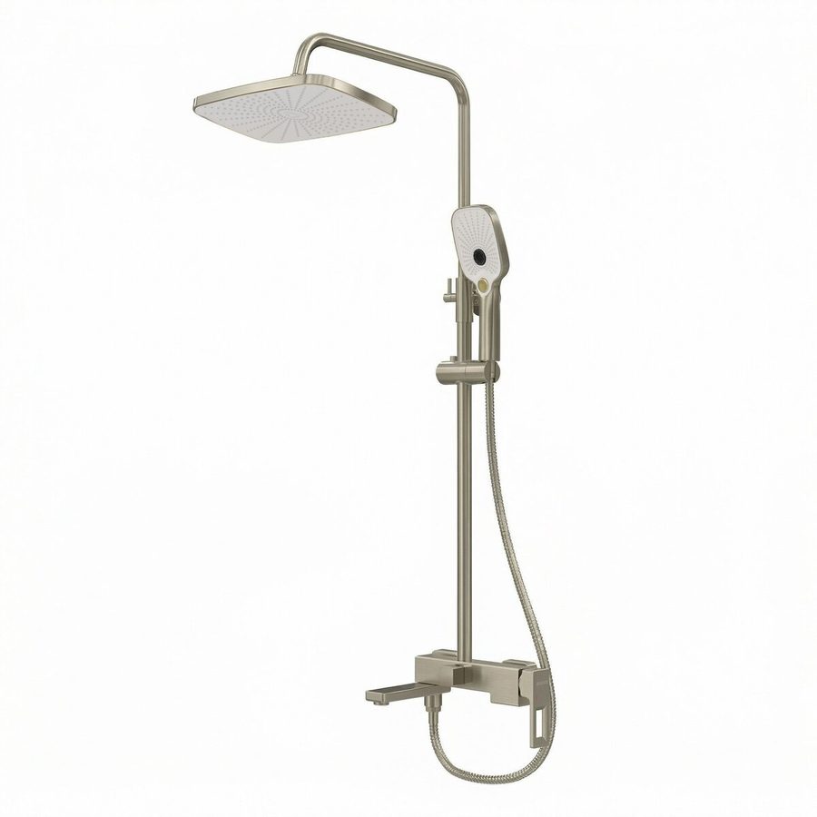 Душевая стойка Grossman Pragma 500.K35.03.120 с верхним душем,ручной лейкой и смесителем, брашированный никель,1 место — фото 1
