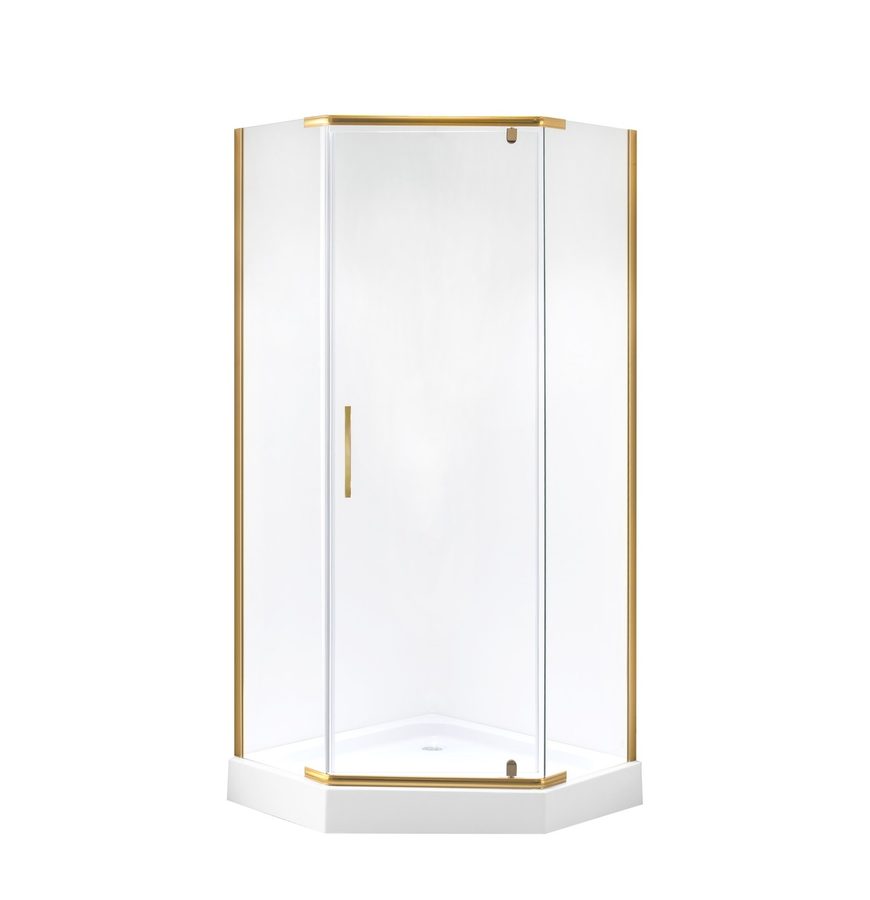 Душевое ограждение Niagara Nova NG-6434-08GOLD (100х100х195) трапеция,золото,двери распашные,стекло прозрачное,1 место — фото 1