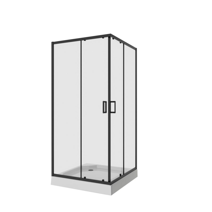 Душевое ограждение Niagara Nova NG-6809-08ВLACK (100х100х195) квадрат,черный,двери раздвижные,стекло прозрачное,1 место — фото 1