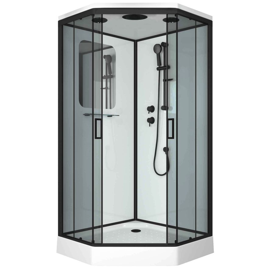 Душевая кабина Niagara Premium NG-6901-01D BLACK (90х90х220) низкий поддон(16 см),черный,стекло тонированное,4 места — фото 1