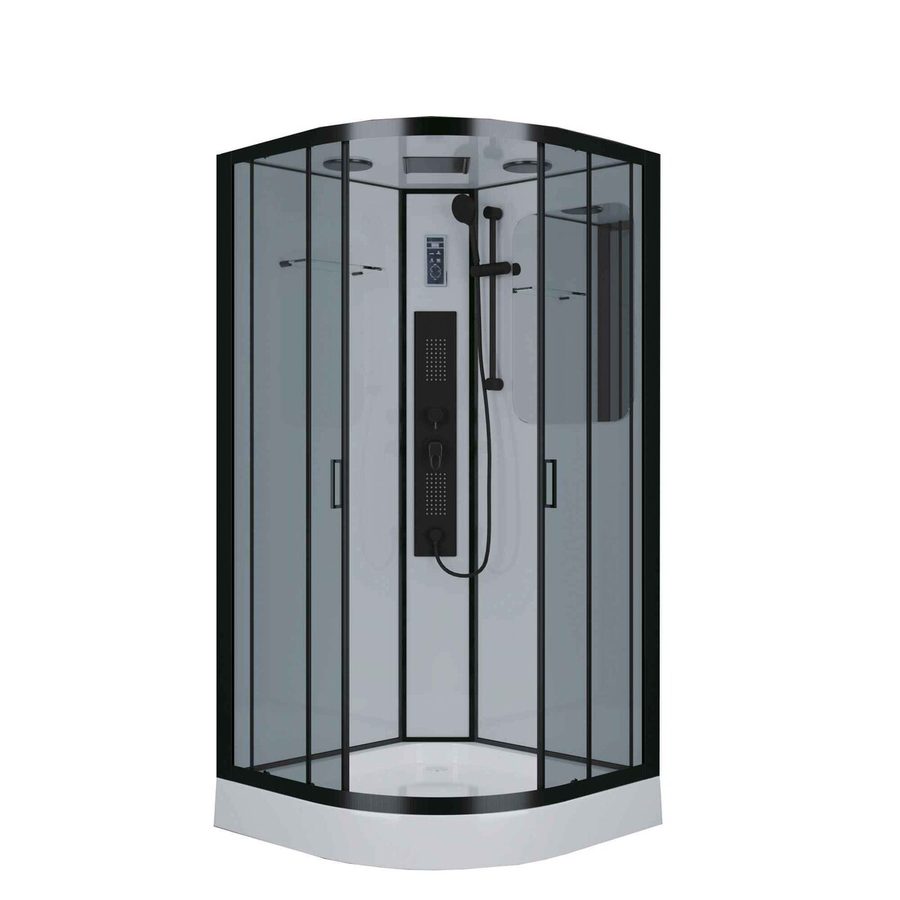 Душевая кабина Niagara Premium NG-6902-01G BLACK (100х100х210) низкий поддон(16см),черный,стекло тонированное,4 места — фото 1