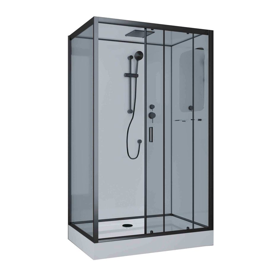Душевая кабина Niagara Premium NG-6912-01QR BLACK (120х80х210) низкий поддон(16 см),черный,стекло тонированное,4 места — фото 1