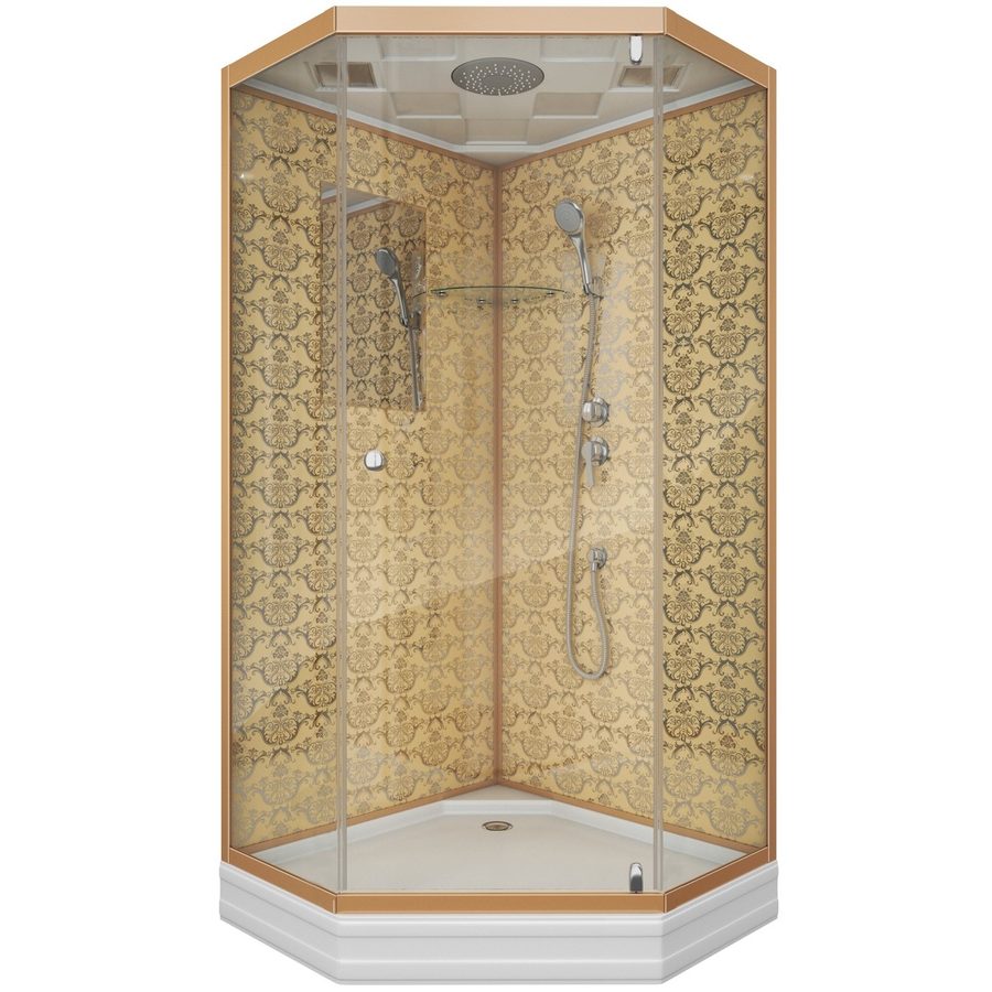 Душевая кабина Niagara Luxe NG-7701DG (90x90х210) низкий поддон(15см),дверь распашная,стенки золото,3 места — фото 1