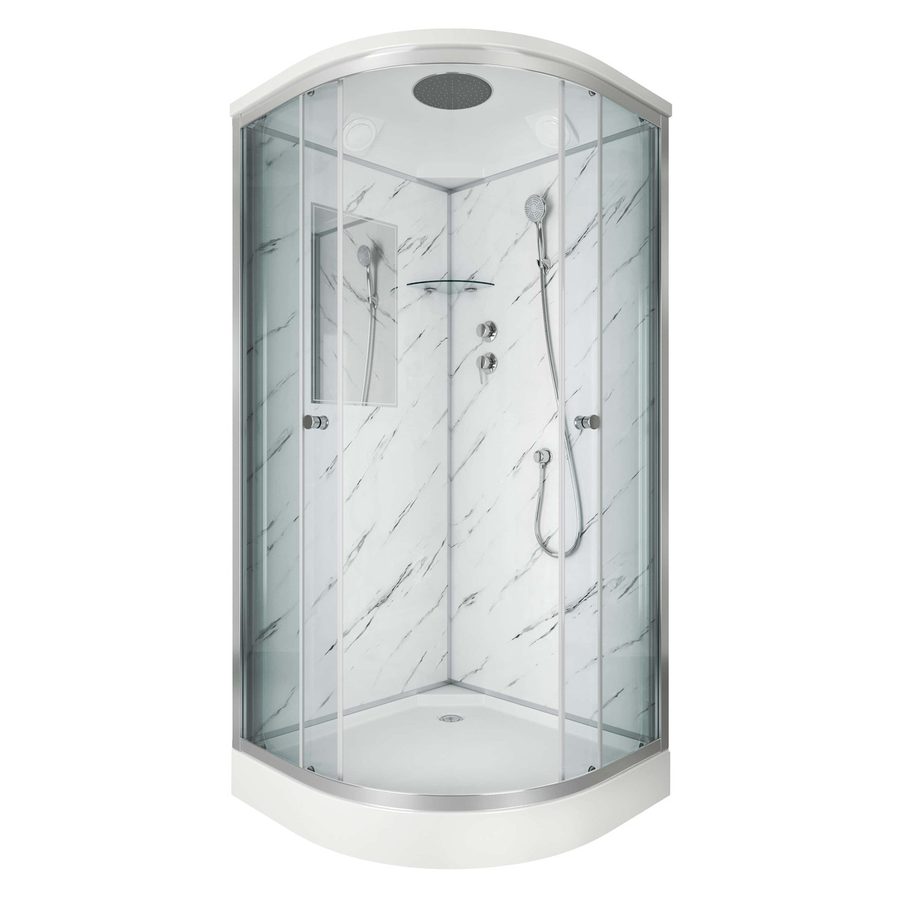 Душевая кабина Niagara Luxe NG-7701M (90x90х210) низкий поддон(15см),дверь раздвижная,стенки мрамор,3 места — фото 1