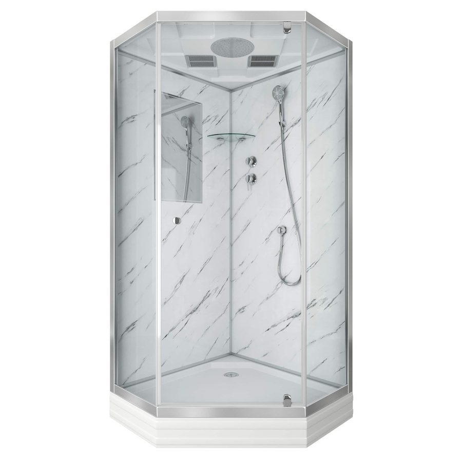Душевая кабина Niagara Luxe NG-7702DM (100x100х210) низкий поддон(15см),дверь распашная,стенки мрамор,3 места — фото 1
