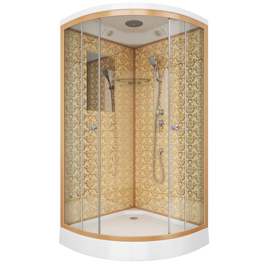 Душевая кабина Niagara Luxe NG-7702G (100x100х210) низкий поддон(15см),дверь раздвижная,стенки золото,3 места — фото 1