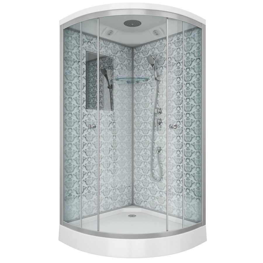 Душевая кабина Niagara Luxe NG-7702W (100x100х210) низкий поддон(15см),дверь раздвижная,стенки серебро,3 места — фото 1