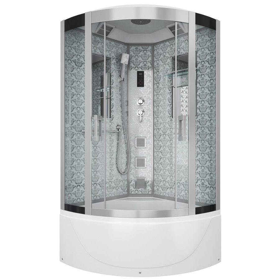 Душевая кабина Niagara Luxe NG-7710W (100x100х215) высокий поддон(45см),дверь раздвижная,стенки серебро,4 места — фото 1
