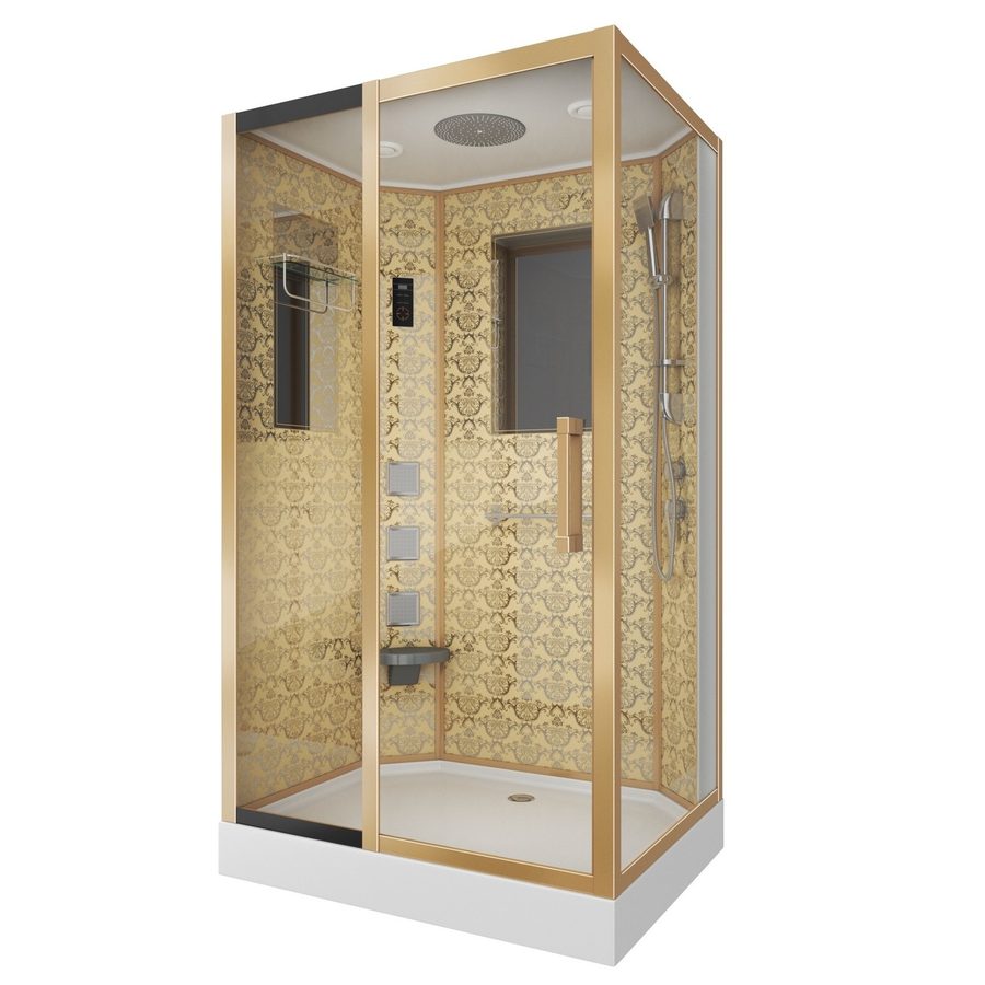 Душевая кабина Niagara Luxe NG-7711GL (90x120х215) низкий поддон(15см),дверь раздвижная,стенки золото,6 мест — фото 1
