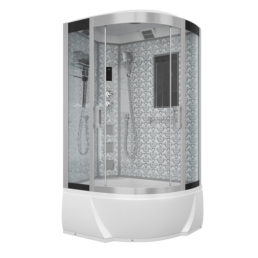 Душевая кабина Niagara Luxe NG-7712WL (80x120х215) высокий поддон(38см),дверь раздвижная,стенки серебро,4 места — фото 1