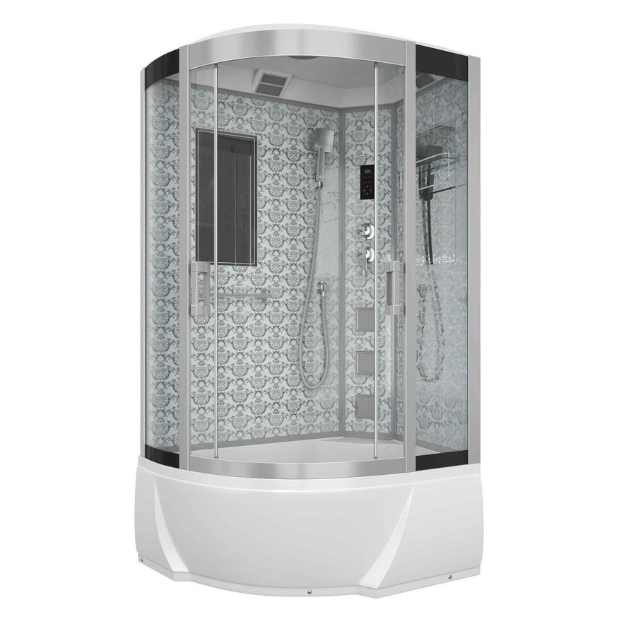 Душевая кабина Niagara Luxe NG-7712WR (80x120х215) высокий поддон(38см),дверь раздвижная,стенки серебро,4 места — фото 1