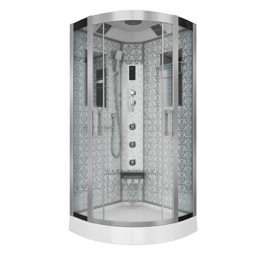 Душевая кабина Niagara Luxe NG-7715W (90x90х215) низкий поддон(15см),дверь раздвижная,стенки серебро,4 места — фото 1