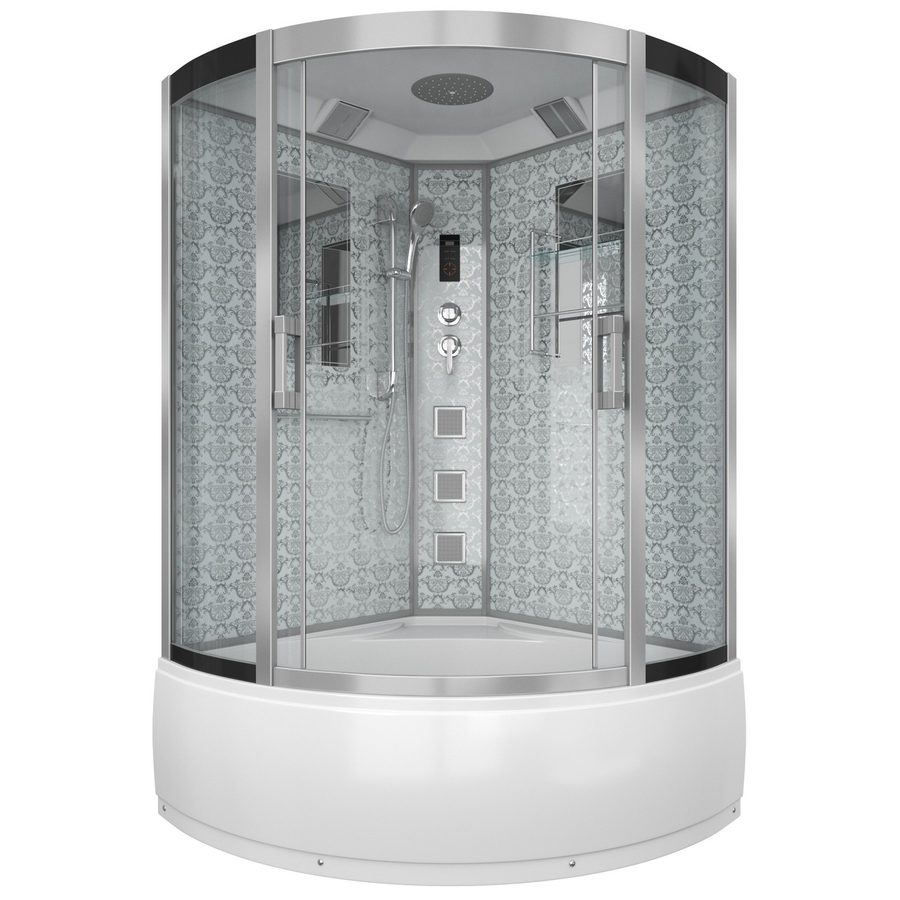 Душевая кабина Niagara Luxe NG-7744W (120x120х215) высокий поддон(50см),дверь раздвижная,стенки серебро,4 места — фото 1