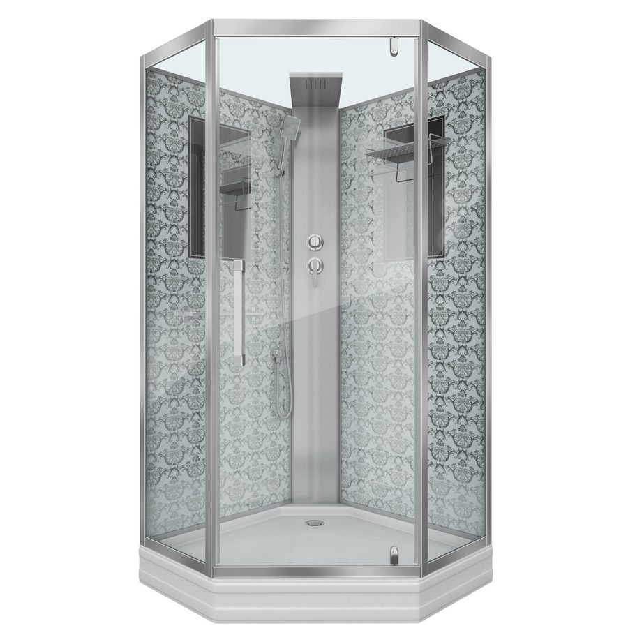 Душевая кабина Niagara Luxe NG-7799WBK (90x90х210) низкий поддон(15см),дверь распашная,стенки серебро,без крыши,4 места — фото 1