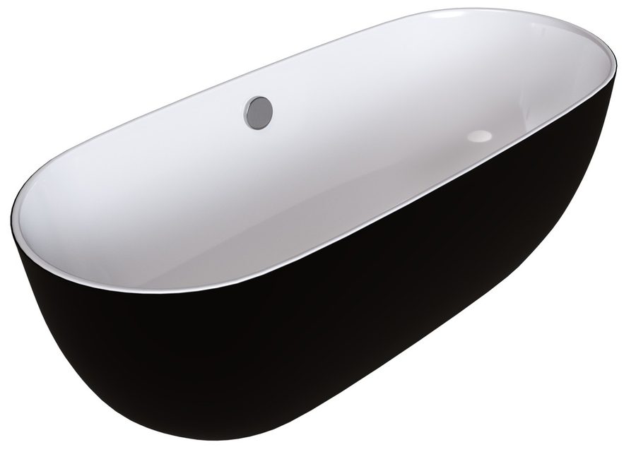 Ванна отдельностоящая Grossman Classic GR-2502MB (160х80х58) цвет черный/белый матовый,1 место — фото 1
