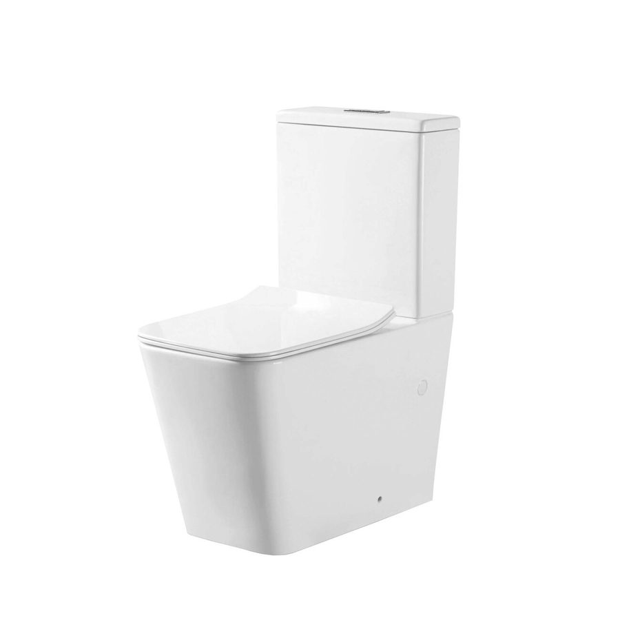 Унитаз напольный Grossman Classic GR-4445SQ (635х380х830) безободковый,белый с тонкой крышкой,микролифт,смыв торнадо,2 места — фото 1