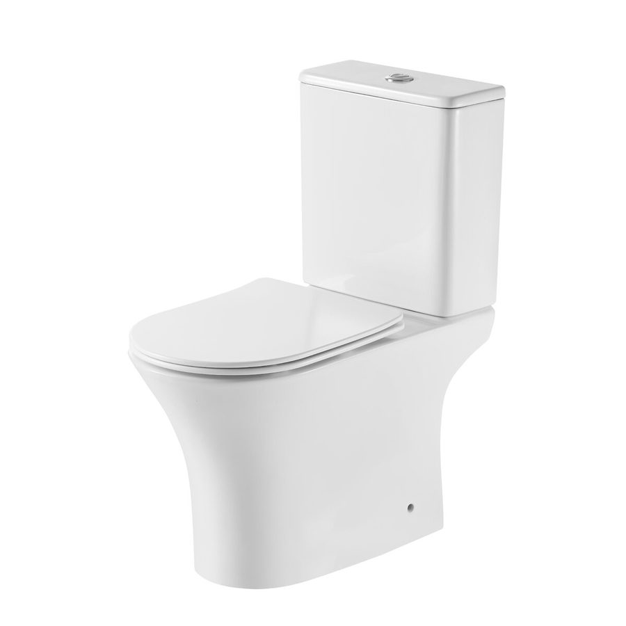 Унитаз напольный Grossman Classic GR-4465SQ-K26 (650х355х790) безободковый,белый с тонкой крышкой,микролифт,смыв торнадо,2 места — фото 1