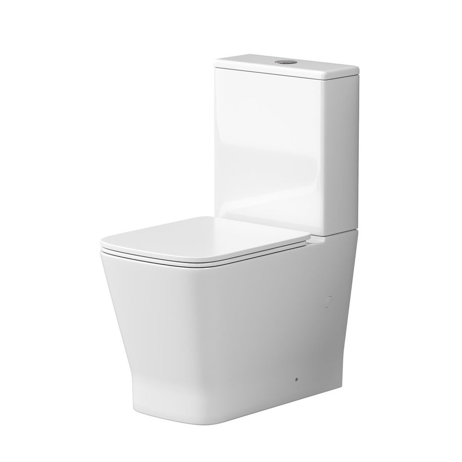 Унитаз напольный Grossman GR-4490SQ (605х365х820) безободковый,белый с тонкой крышкой,микролифт,смыв торнадо,2 места — фото 1