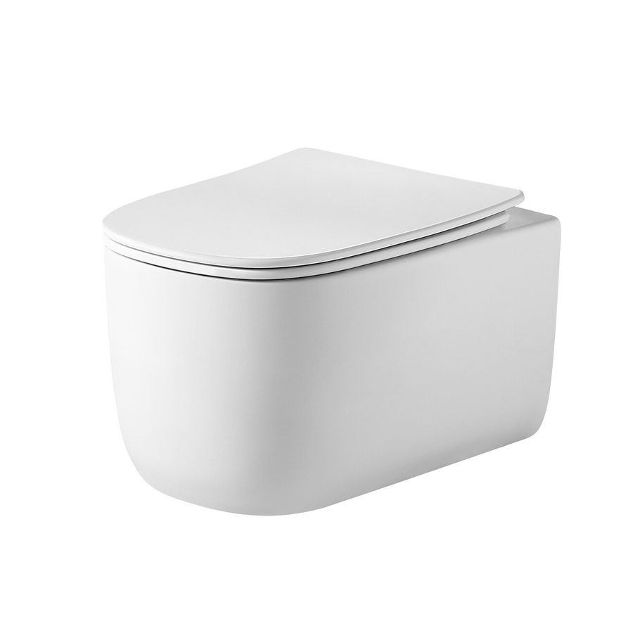 Унитаз подвесной Grossman Thin Rim GR-5605SQ (520х374х355) тонкий ободок,белый с тонкой крышкой,микролифт,смыв торнадо,1 место — фото 1
