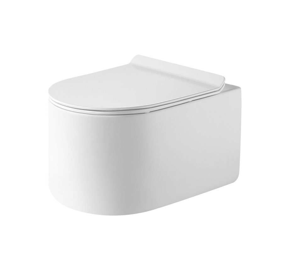 Унитаз подвесной Grossman Thin Rim GR-5606SQ (500х360х362) тонкий ободок,белый с тонкой крышкой,микролифт,смыв торнадо,1 место — фото 1