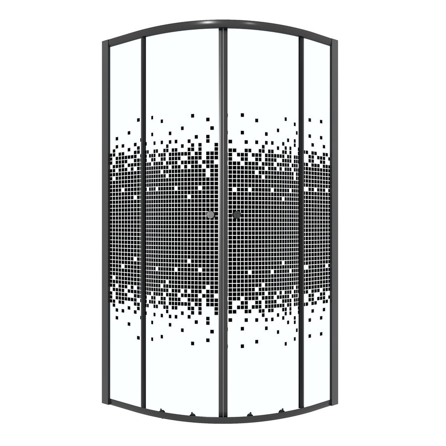 Душевое ограждение Niagara Eco NG-1007-14BLACK (90х90х190) четверть круга,раздвижное,черный,стекло мозаика,1 место — фото 1