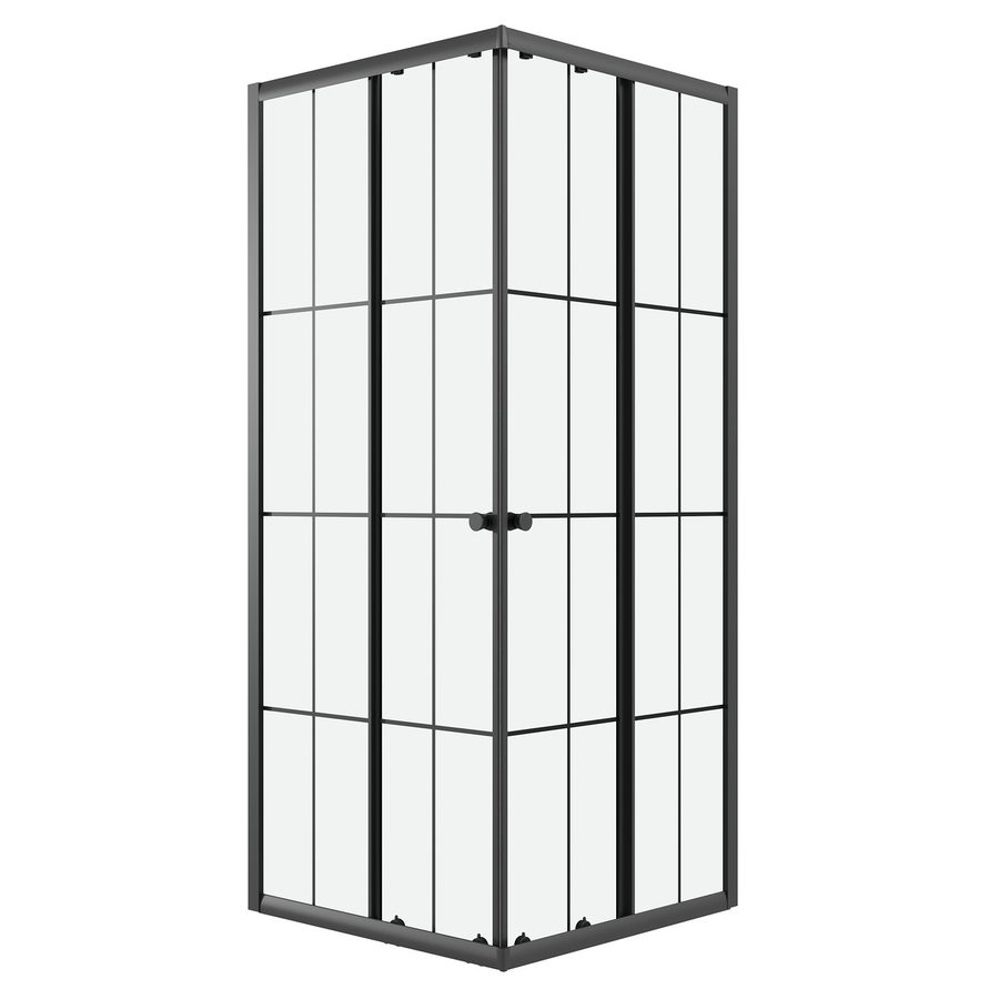Душевое ограждение Niagara Eco NG-1009-14QKL (90х90х190) квадрат,раздвижное,черный,стекло клетка,1 место — фото 1