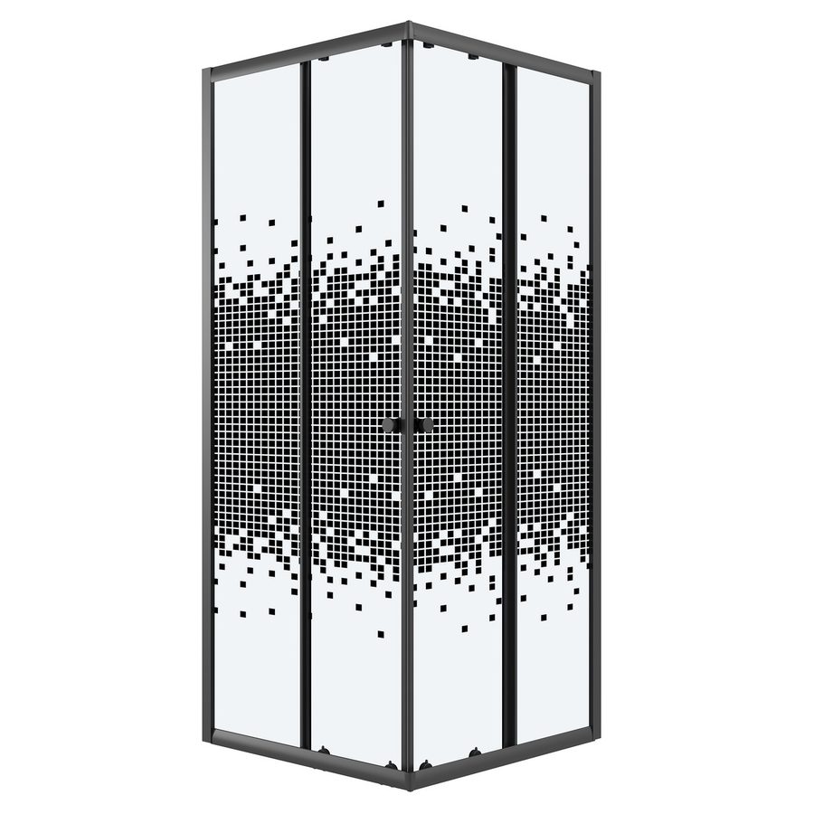 Душевое ограждение Niagara Eco NG-1010-14QBLACK (100х100х190) квадрат,раздвижное,черный,стекло мозаика,1 место — фото 1