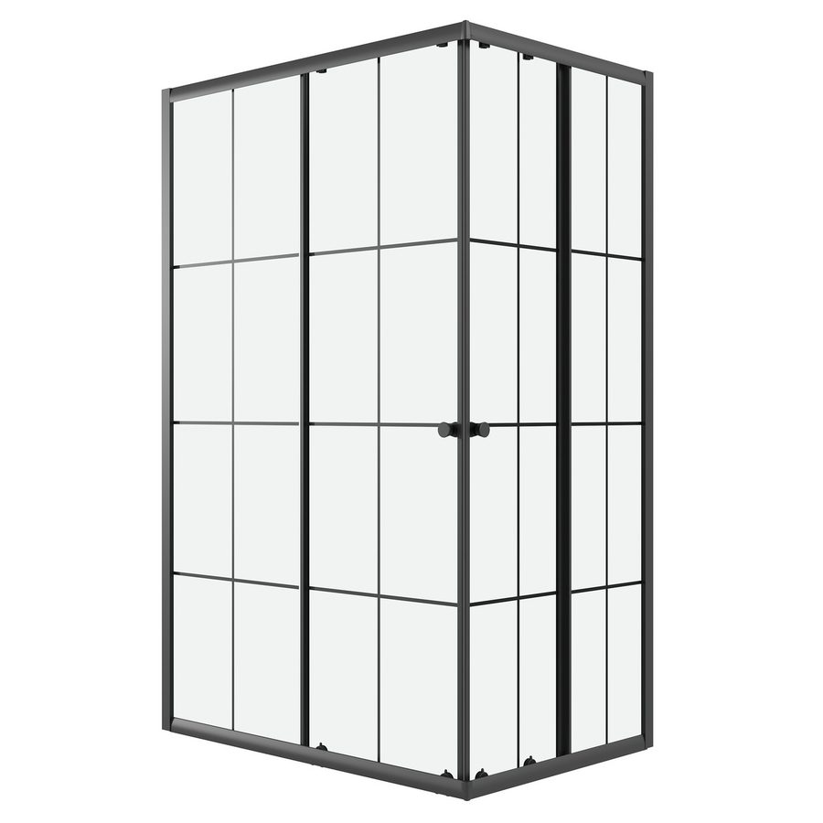 Душевое ограждение Niagara Eco NG-1018-14QKL (100х80х190) прямоугольник,раздвижное,черный,стекло клетка,1 место — фото 1
