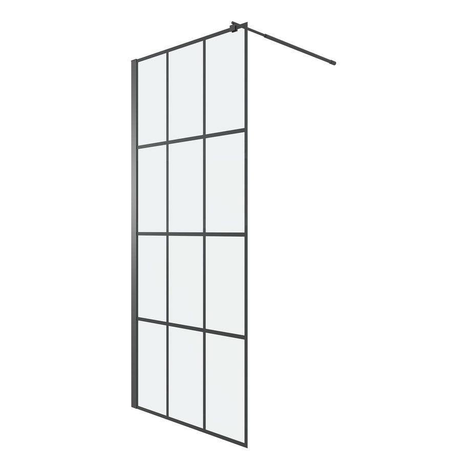 Душевая перегородка Niagara Eco NG-552-90BLACK (90х190) черный,стекло клетка,1 место — фото 1