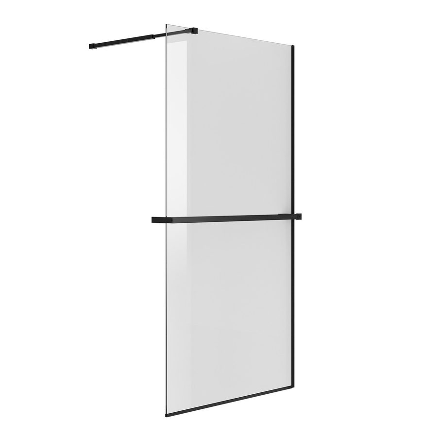 Душевая перегородка Niagara Nova NG-670-90ВLACK (90х195) черный матовый,стекло прозрачное,с полкой,1 место — фото 1