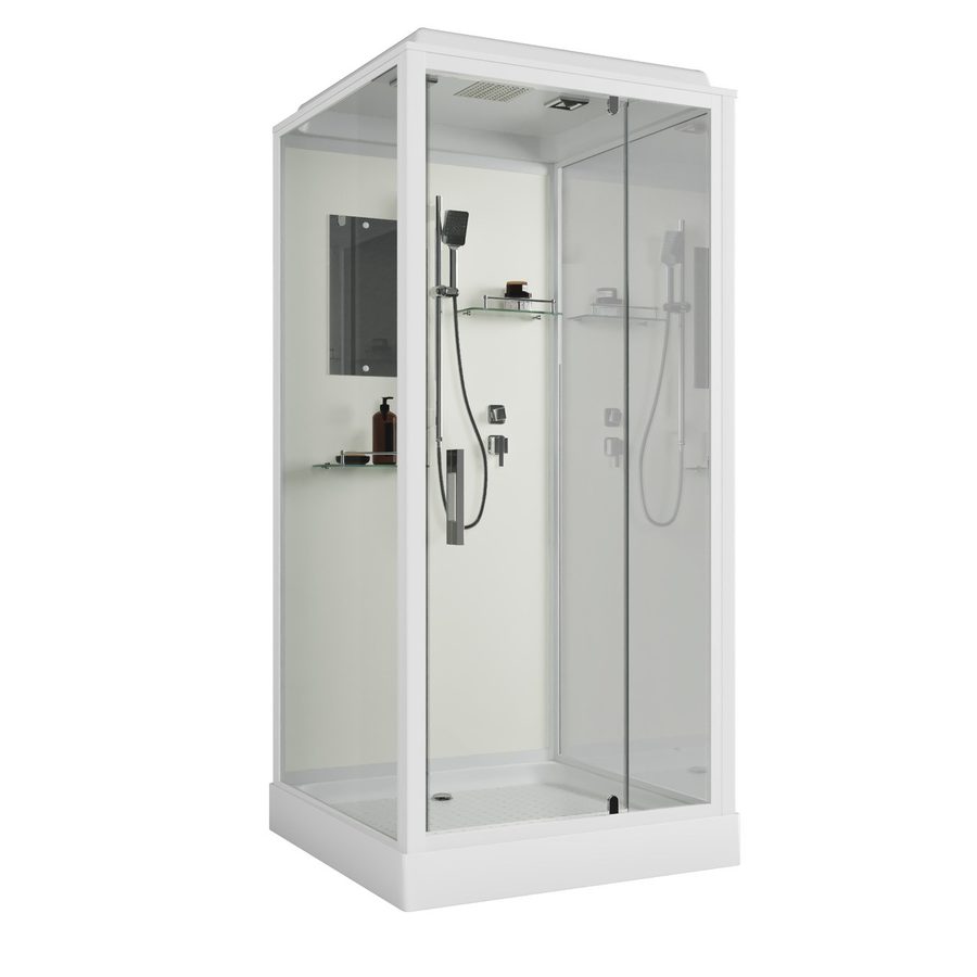 Душевая кабина Niagara Standart ST100/15Q (100х100х215) квадрат,поддон 15см,распашная,проф.белый,3 места — фото 1