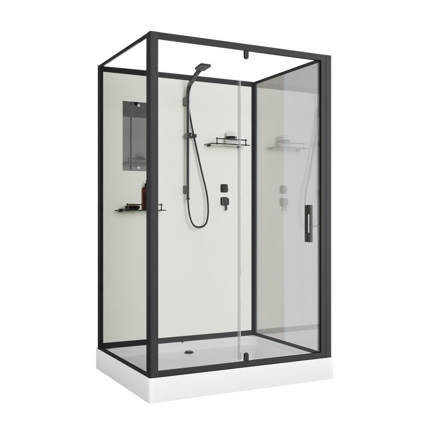 Душевая кабина Niagara Standart ST100/80/15Q/BL/BK (100х80х200) прямоугольник,поддон 15см,распашная,проф.черный,без крыши,3 места — фото 1